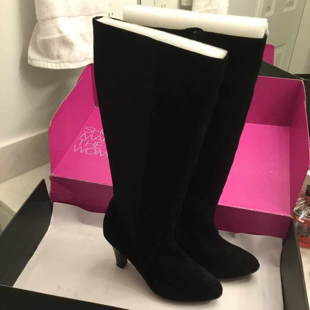 Lane Bryant Suede with stretch panel heeled boots